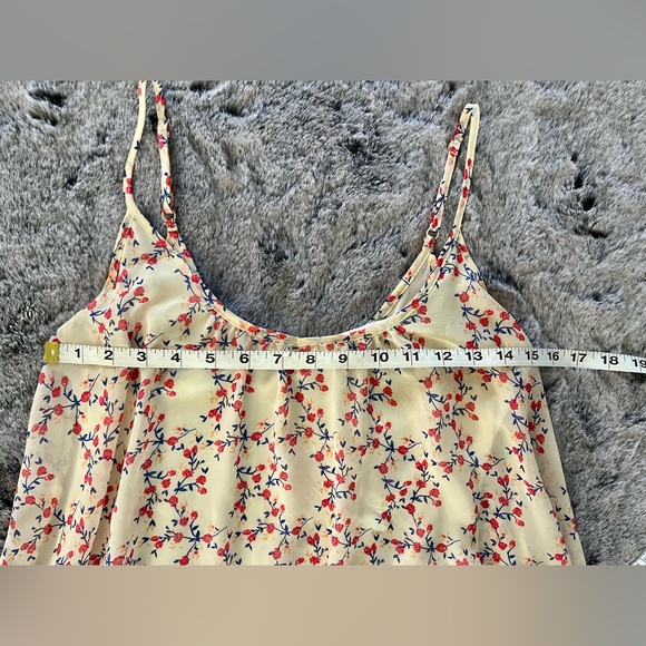 Express Light Bohemian Cream & Floral Print Tank Top sheer overlay small EUC - Picture 11 of 13
